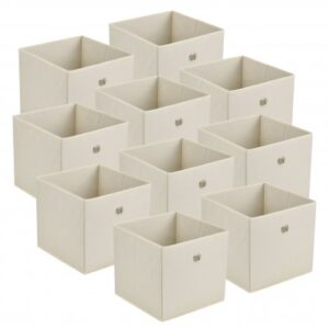 10 x Foldekasser i polyester H28 x B30 x D30 cm - Beige